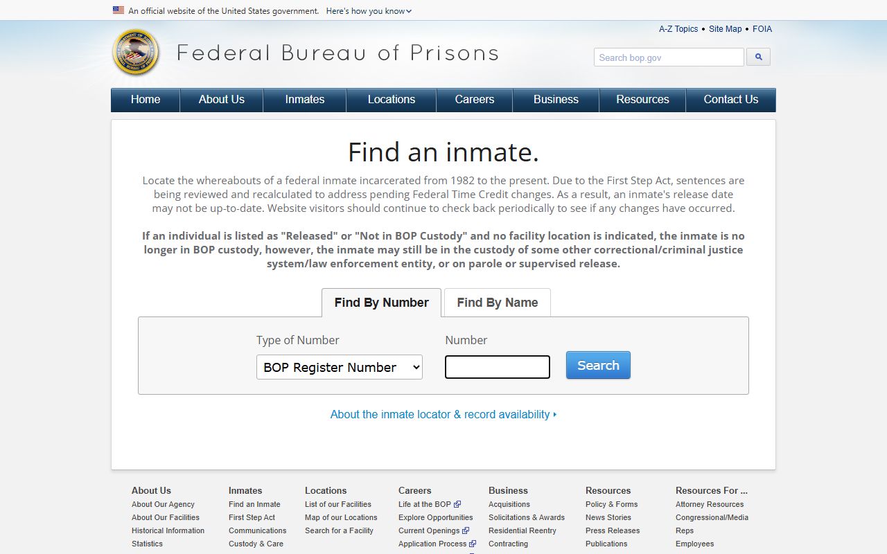 BOP inmate locator for federal custody after a Scott County arrest